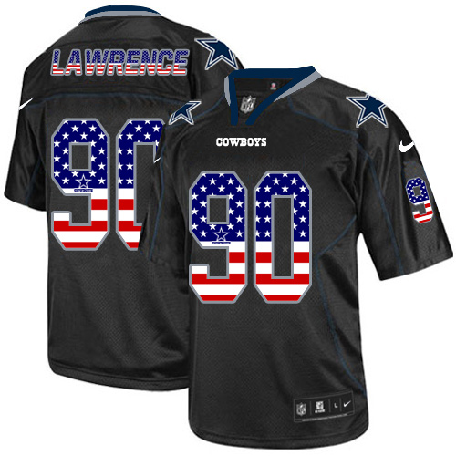 Nike Cowboys #90 Demarcus Lawrence Black Men's Stitched NFL Elite USA Flag Fashion Jersey - Click Image to Close